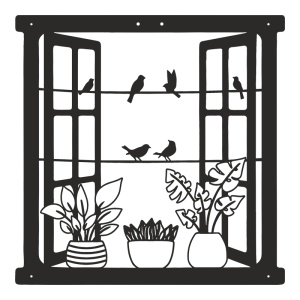 Decoratiune de perete din metal, Windo, Negru, 0.2x50x50 cm