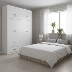 Dulap cu 4 usi, Athos, V8, Alb, 160x42x240 cm