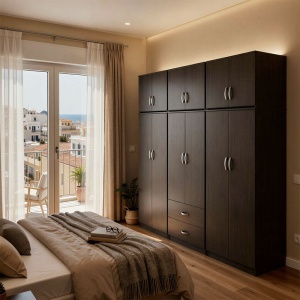 Dulap cu 6 usi, Athos, V10, Wenge, 240x42x240 cm