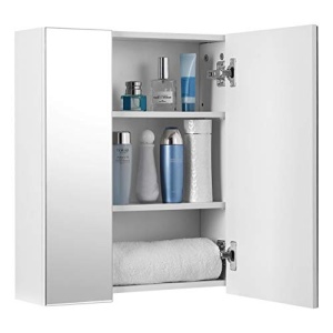 Dulap cu oglinda pentru baie, Vasagle, Alb, 60x15x55 cm - Img 5