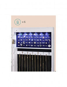 Dulap de bijuterii cu oglinda, Songmics, JJC99WT, Alb, 9,3 x 37 x 107 cm - Img 3
