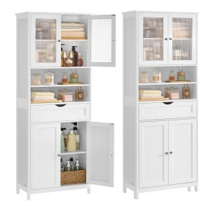 Dulap depozitare baie Vasagle Alb 60x30x170 cm - Img 2