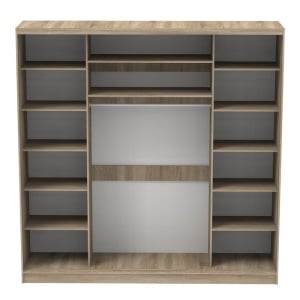 Dulap dormitor cu 2 usi glisante cu oglinda Aparador Pako World Sonoma 240x60x240 cm - Img 4