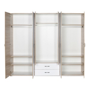 Dulap haine cu 6 usi si sertare Dormie Alb 206x52x213 cm - Img 2