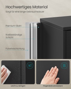 Dulap metalic, Berend, Songmics, Negru, 80x40x180 cm - Img 4