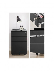 Dulap mobil cu inchidere, Songmics, Negru, OFC60BK, 52 x 39 x 60 cm - Img 5