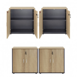 Dulapuri Lotus cu 4 usi in culoarea stejar-gri inchis 160x40,5x80cm - Img 3