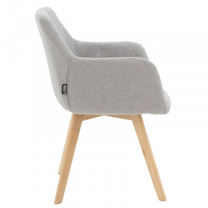 Fotoliu Nasima material textil gri - culoare lemn natural 57x58x84cm - Img 3