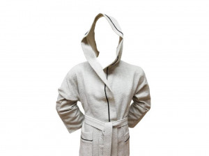 Halat de Baie Tricotat cu Gluga, Unisex, Fabio Gri - Img 2