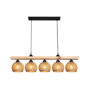 Lampa Salote, Pako World, E27, 5 becuri, Maro-Natural, 100x18x24 cm - Img 3