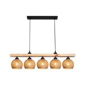Lampa Salote, Pako World, E27, 5 becuri, Maro-Natural, 100x18x24 cm - Img 3