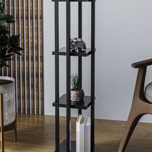 Lampadar Shelf Negru 25x25x130 cm - Img 4