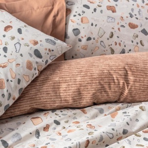 Lenjerie 1 Persoana Oniks Caramel cu elastic 100x200 (Bumbac 100%) - Img 2