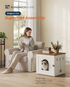 Litiera acoperita, Hopu, Songmics, Alb, 55x50x50 cm - Img 2