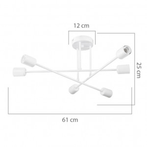 Lustra cu sase lumini PWL-1122, E27 alb, 61x25 cm - Img 3
