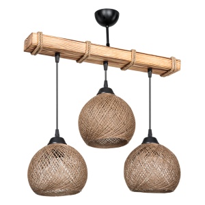 Lustra cu trei lumini PWL-1120, E27 nuc-bej 50x18x63 cm