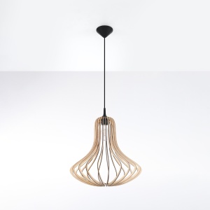 Lustra suspendata Elza din lemn, Natural 41x41x110 cm - Img 2