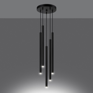 Lustra suspendata Pastelo Negru 25x25x110 cm - Img 3