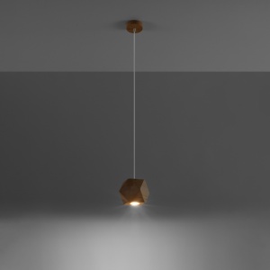 Lustra suspendata Woody din lemn, Natural 12x12x120 cm - Img 3