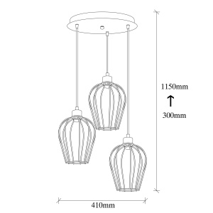 Lustra Tel Negru 41x115 cm - Img 3
