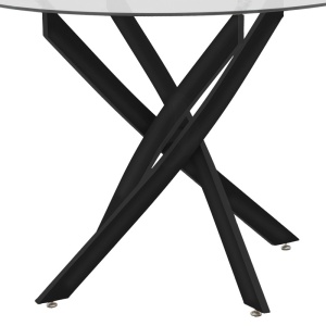 Masa Antoro din sticla cu picioare din metal negru 100x100x75 cm - Img 4