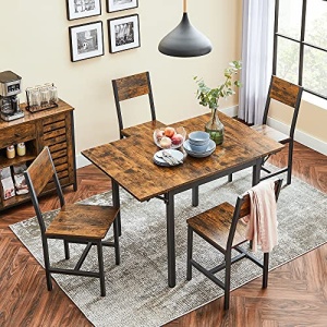 Masa Dining extensibila, Vasagle, Negru , 120x78x75 cm - Img 2
