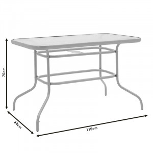 Masa exterior Vallor din metal gri inchis - sticla 110x60x70cm - Img 4
