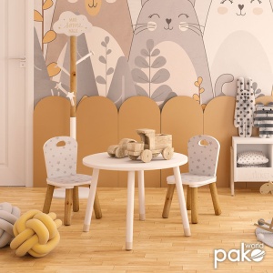 Masa pentru copii Playful alb - culoare lemn natural D60x43.5cm - Img 2