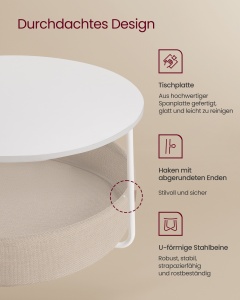 Masuta de cafea Vasagle Alb 75x75x45 cm - Img 5