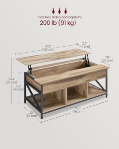 Masuta de cafea Vasagle Maro 120x60x48 cm - Img 2