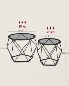 Masuta de cafea Vasagle Negru 48.2x48.2x39.2 cm - Img 6