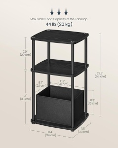 Masuta laterala Songmics Negru 34x30x58 cm - Img 3
