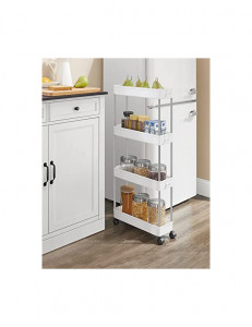 Organizator cu roti, Songmics, 42 x 13.5 x 87 cm, 4 rafturi, KSC08WT, Alb - Img 3
