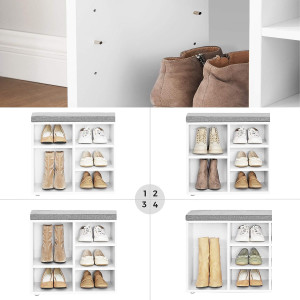 Pantofar bancuta hol cufar cu depozitare, Vasagle, Alb, 104x30x48 cm - Img 7