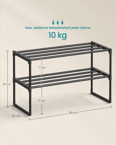 Pantofar, Deky, Songmics, Negru, 68x30x33.8 cm - Img 5