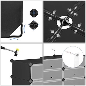 Pantofar set 12 cutii din plastic pentru depozitare, Songmics, Negru, 83x31x105 cm - Img 4