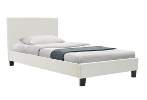 Pat 1 persoana 100x200 cm Nevil 141 Alb mat - Img 1