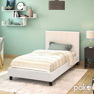 Pat 1 persoana 100x200 cm Nevil 141 Alb mat - Img 2