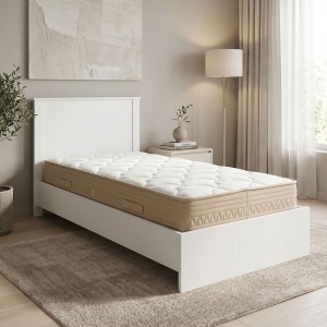 Pat cu saltea, Athos Sleepy, Pako, Alb 100x197.5x96 cm