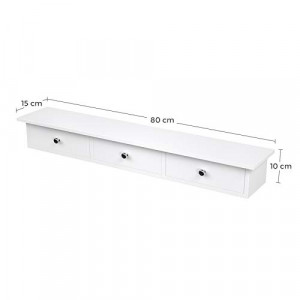Raft de perete, Songmics, Alb, 80x15x10 cm - Img 3