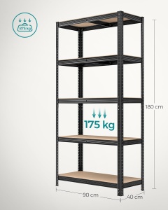 Raft metalic Negru Songmics 90x40x180 cm - Img 3