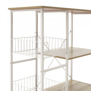 Raft Noon cu MDF de culoare alb - culoare lemn natural 80x34x75cm - Img 4