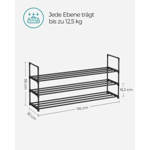 Raft pentru pantofi Songmics Gri 116x30x55 cm - Img 6