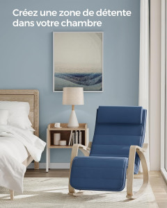 Scaun balansoar, Songmics, Albastru, 121.5x67x84 cm - Img 4