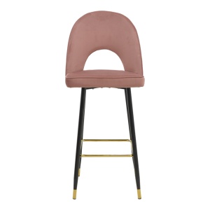 Scaun bar Casenio catifea mar rotteng negru si baza metalica aurie 48x50x117 cm - Img 4