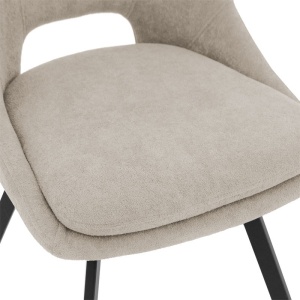 Scaun bar Initiate crem din material teddy cu picioare din metal negru 48x56x98 cm - Img 6