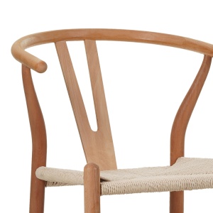 Scaun bar Wishbone din lemn de cauciuc si franghie in nuanta naturala 55x49x108 cm - Img 6
