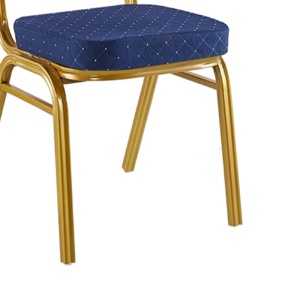 Scaun conferinta Hilton stivuibil material textil albastru metal auriu de evenimente 45x51x96cm - Img 4