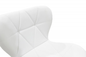 Scaun de bar Coozy reglabil pe inaltime stil capitonat metal cromat cu PVC in alb - Img 6