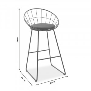Scaun de bar Seth sarma metalica neagra cu perna pvc neagra - Img 7